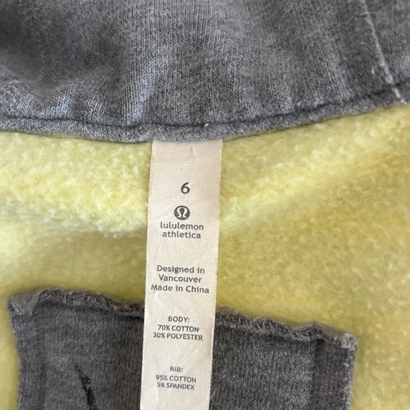 Lululemon Scuba Hoodie Colorblock Yellow Stripe Grey Size 6 - Picture 5 of 6